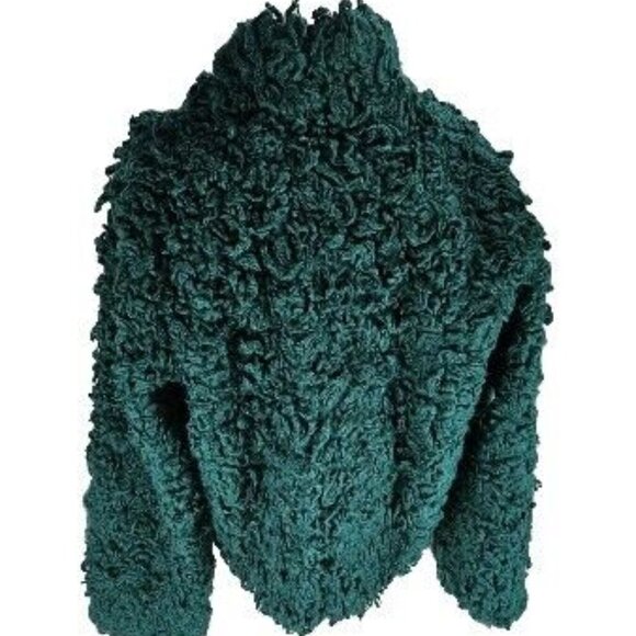 Fabulous Furs~Donna Salyers Blue/Teal Acrylic Shaggy Faux Fur Lamb Jacket/Coat~L - Picture 2 of 8